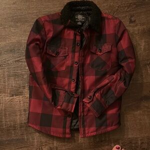 Buffalo jeans red and Black Jean Jacket Classic Checkered Style